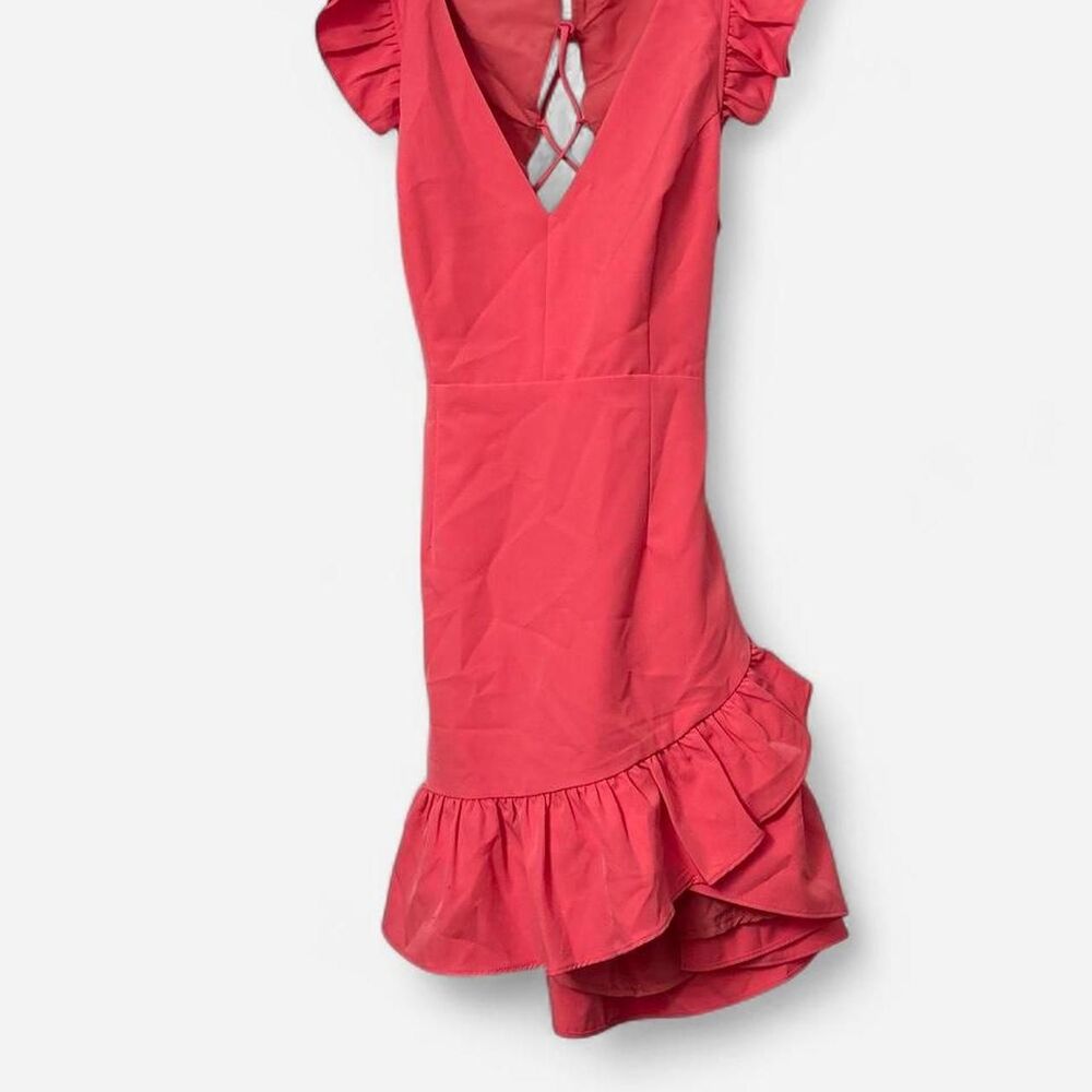 DO+BE Hot Pink mini dress with ruffled sleeves and hem M